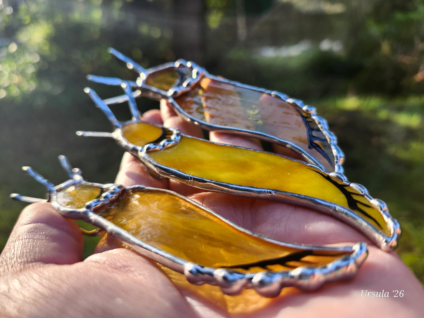 Banana Slug Pot hanger or hanging sun catcher, Stained Glass figurine