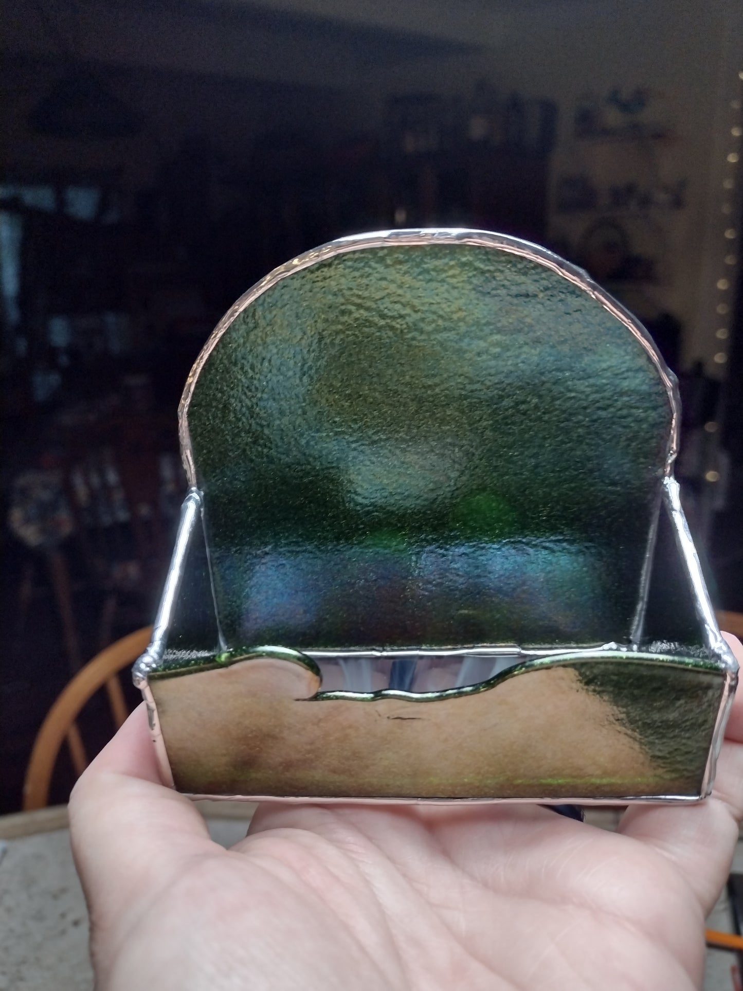Business card holder, Stained Glass, Adventurine Green