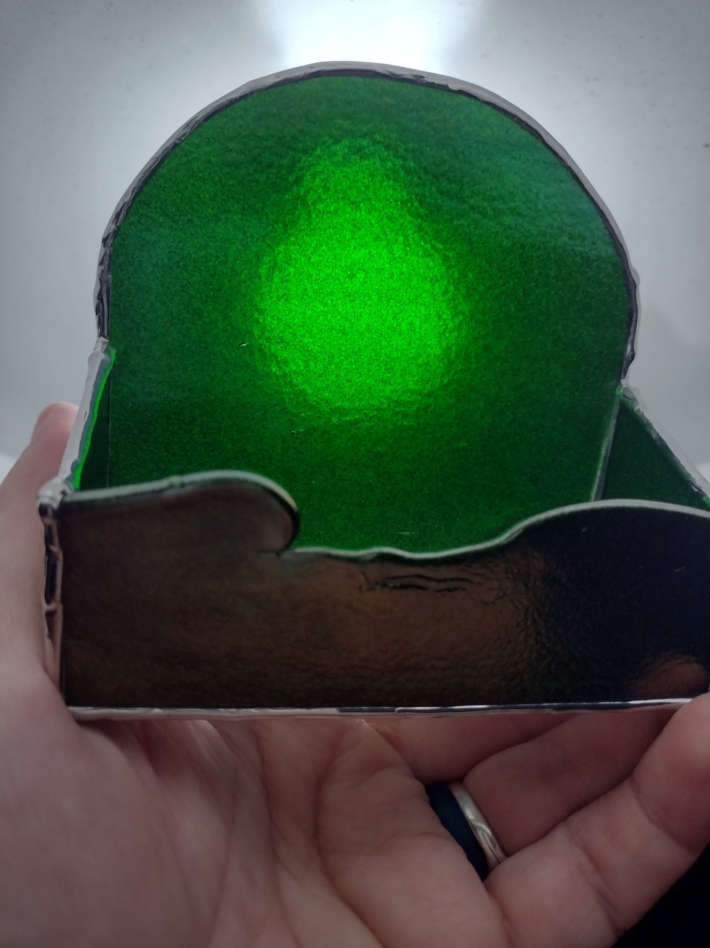 Business card holder, Stained Glass, Adventurine Green