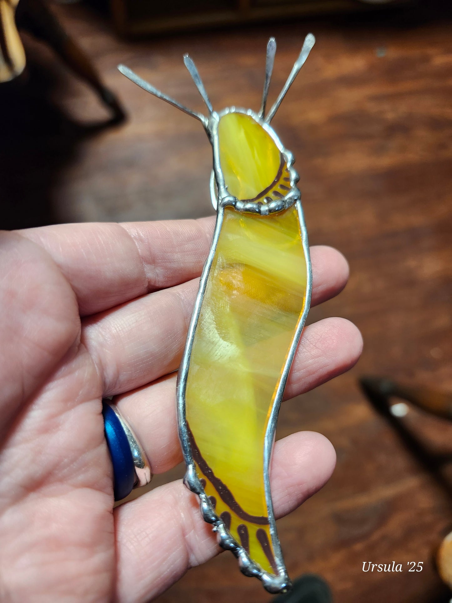 Banana Slug Pot hanger, Stained Glass figurine