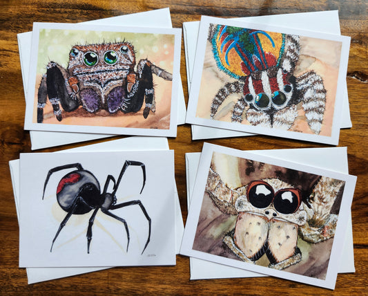 Spider Greeting Card pack, Original Watercolor (4x6 with envelopes)