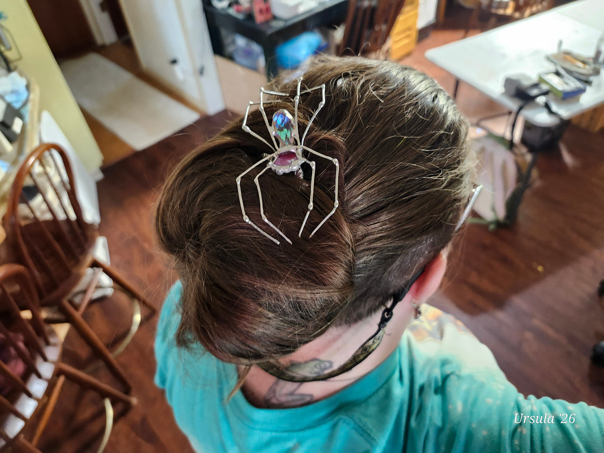 Spider: prism, labradorite, marble, agate