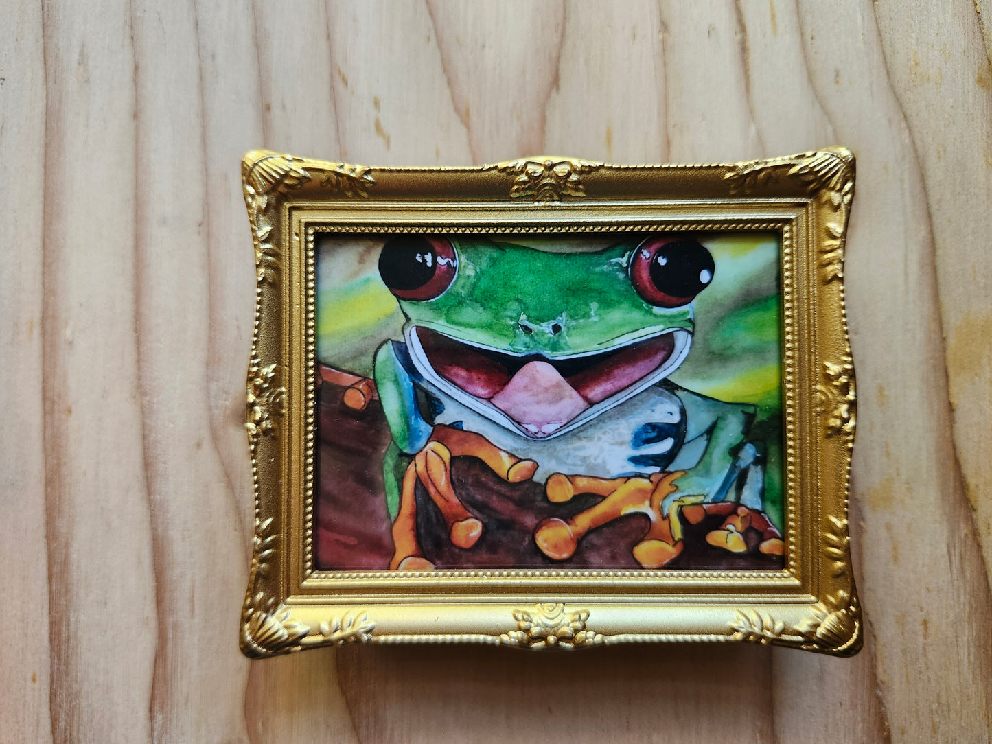 Frog Mini Framed Magnet pack, Set of 3 Original Watercolor Prints