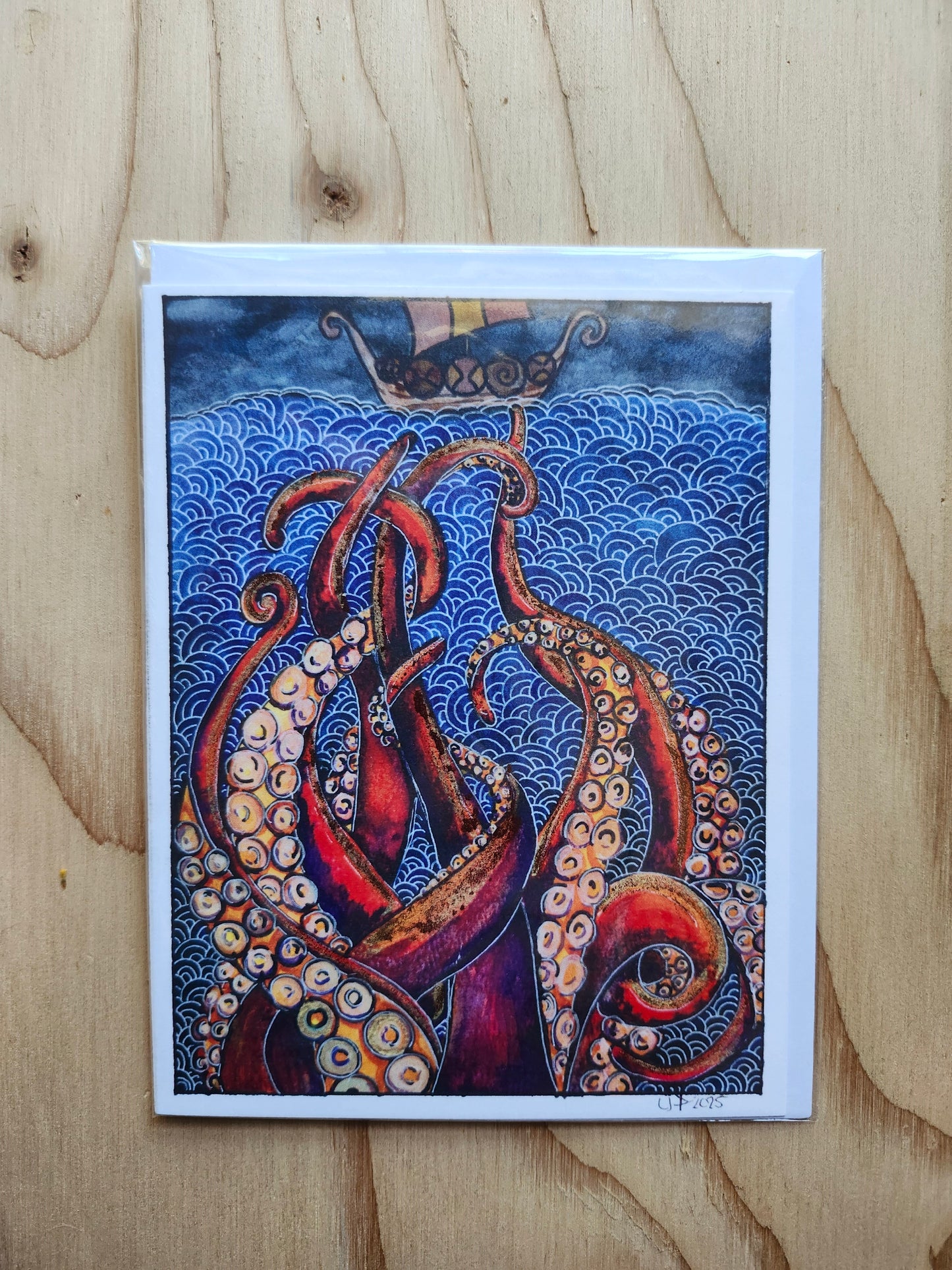 The Gilded Krakken Greeting Card pack, Original Watercolor (4-4x6 cards with envelopes)