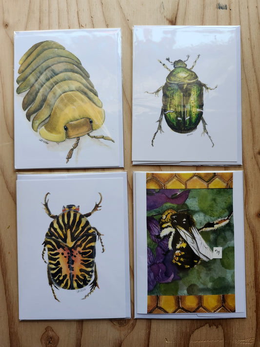 Insect Greeting Card pack, Original Watercolor (4-4x6 cards with envelopes)
