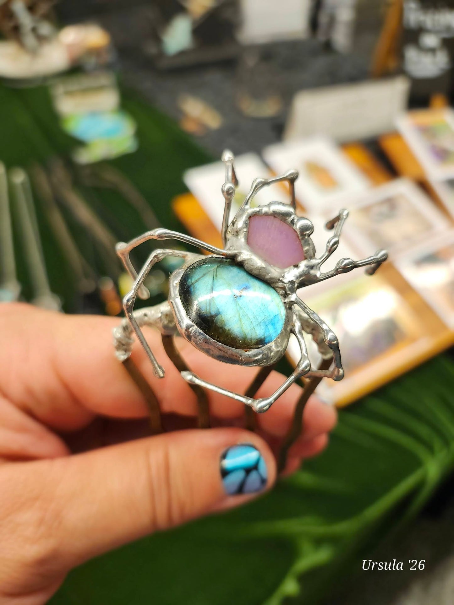 Spider: prism, labradorite, marble, agate