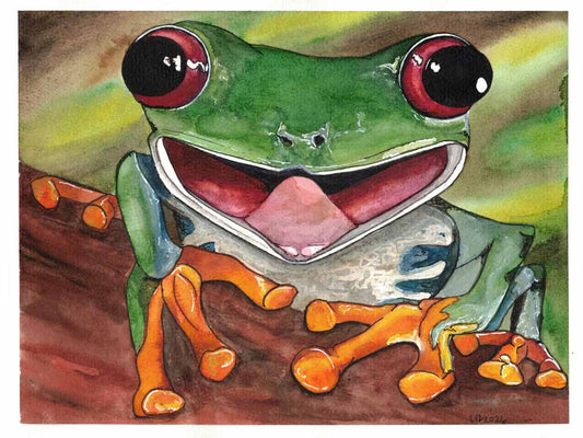 Red Eyed Tree Frog Original watercolor (8x10 Print)